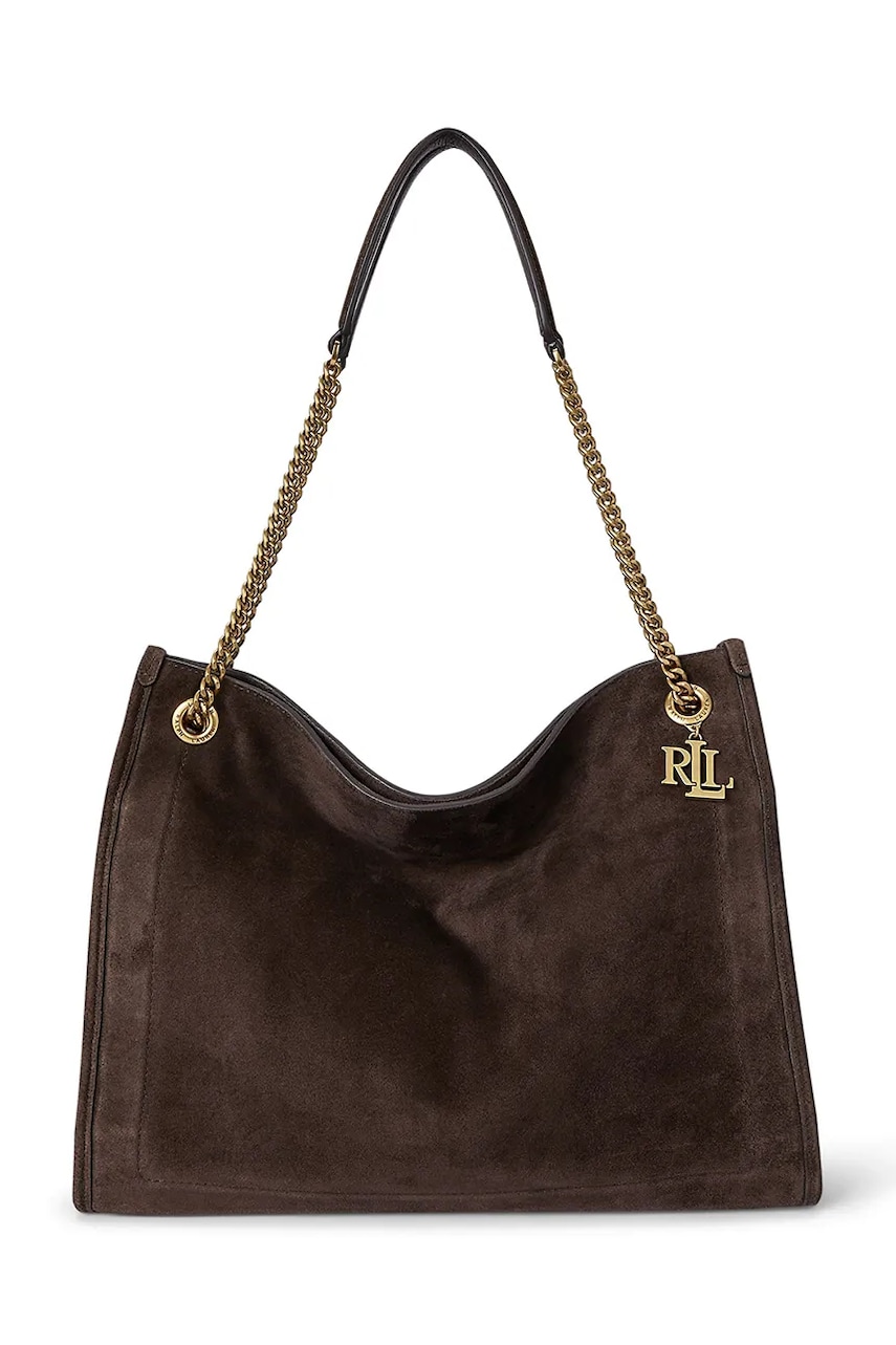 Semišová kabelka Lauren Ralph Lauren hnědá barva, 431969418
