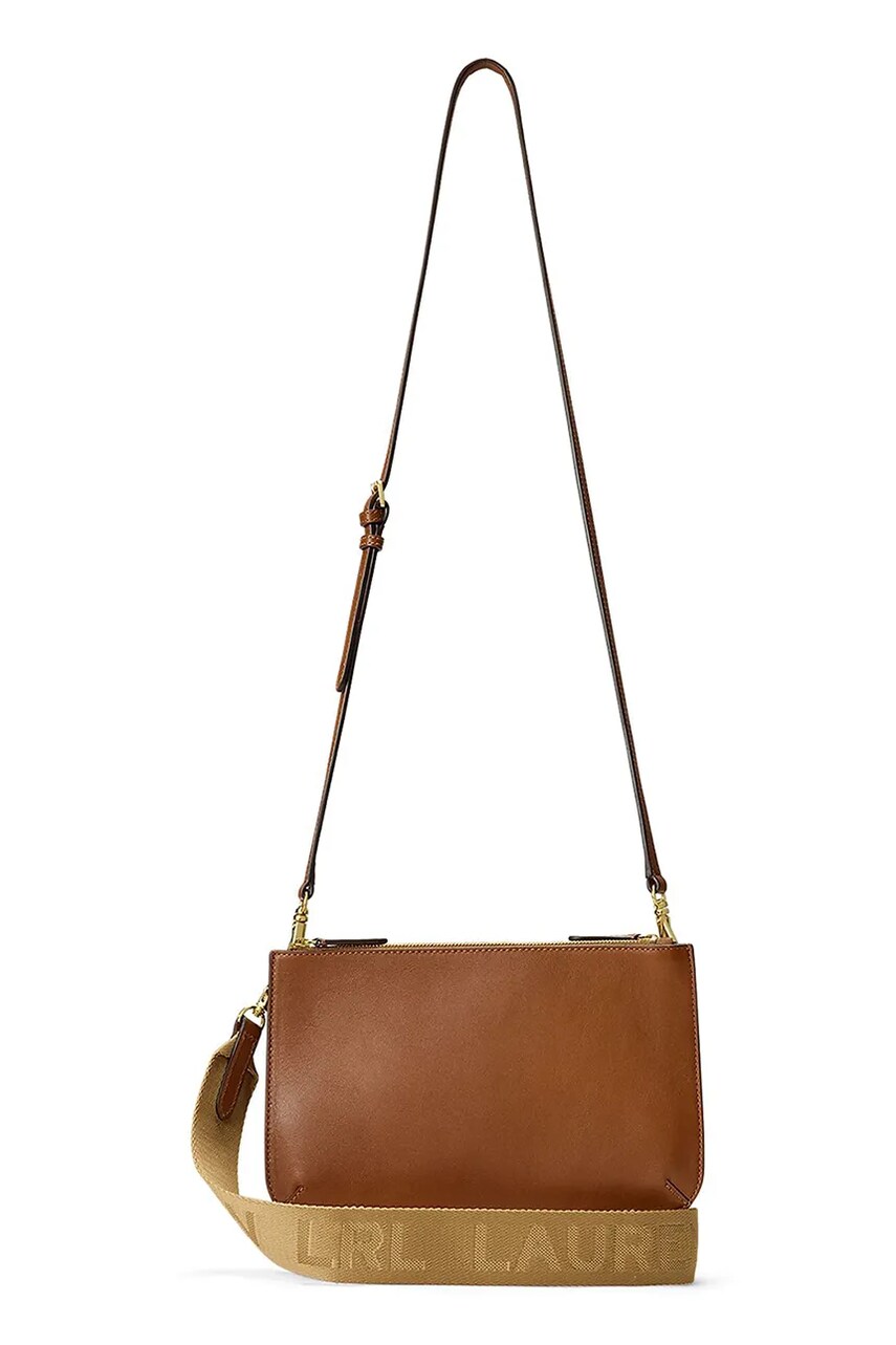 Levně Kožená kabelka Lauren Ralph Lauren hnědá barva, 431970155
