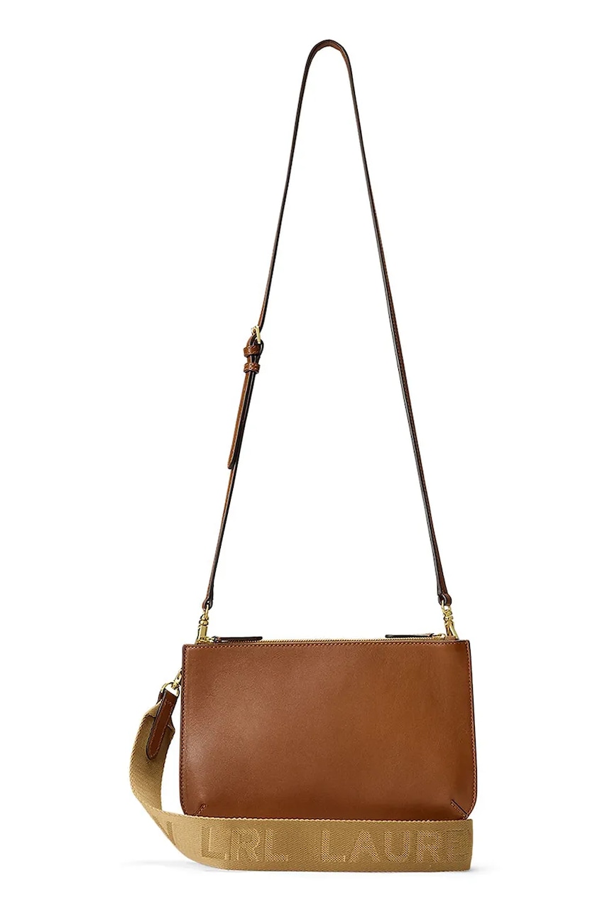 Kožená kabelka Lauren Ralph Lauren hnědá barva, 431970155