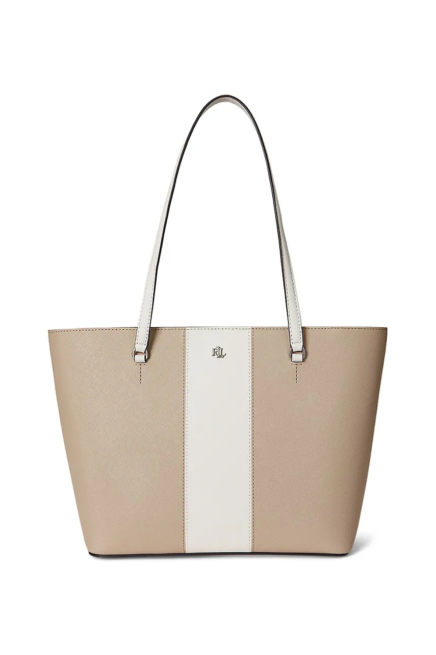 Levně Kožená kabelka Lauren Ralph Lauren béžová barva, 431974512