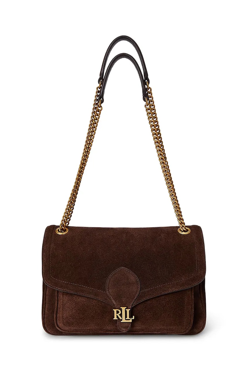 Levně Semišová kabelka Lauren Ralph Lauren hnědá barva, 431974554