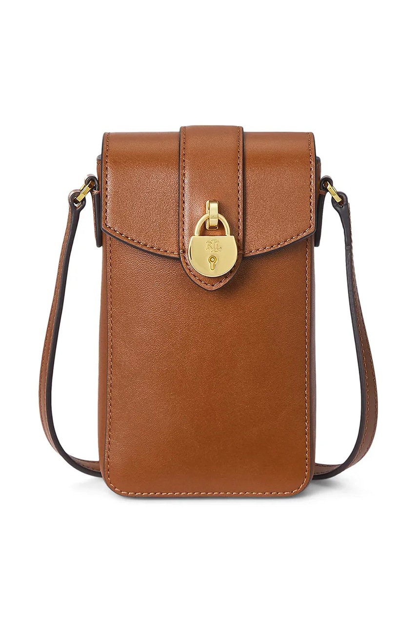 Levně Kožené pouzdro na telefon Lauren Ralph Lauren hnědá barva, 432969460