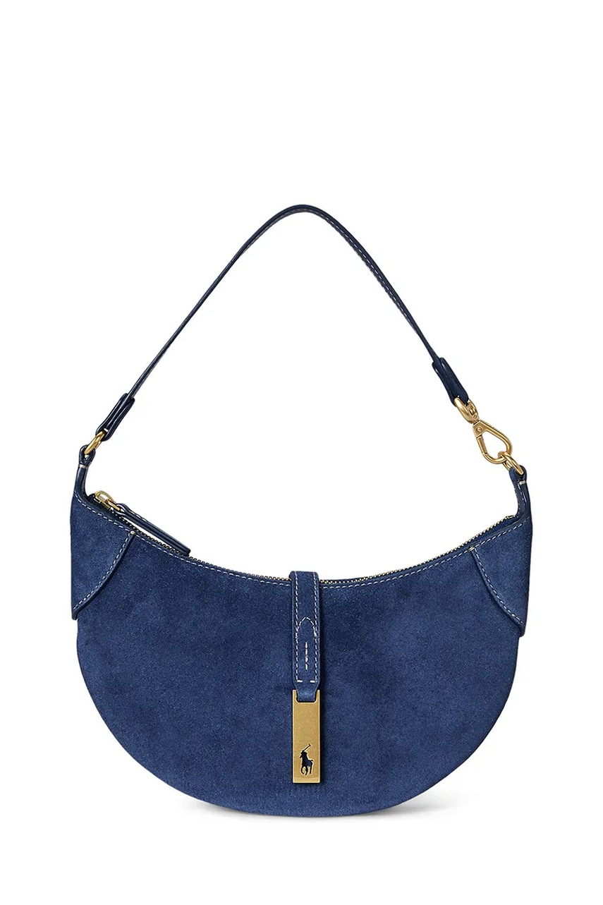 Levně Semišová kabelka Polo Ralph Lauren tmavomodrá barva, 428922880