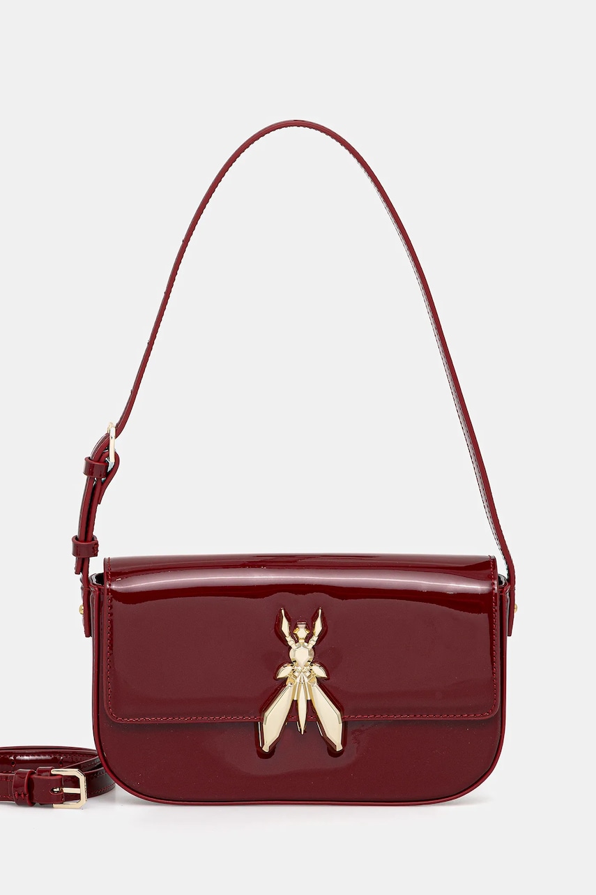 Kožená kabelka Patrizia Pepe vínová barva, 8B0231 L125