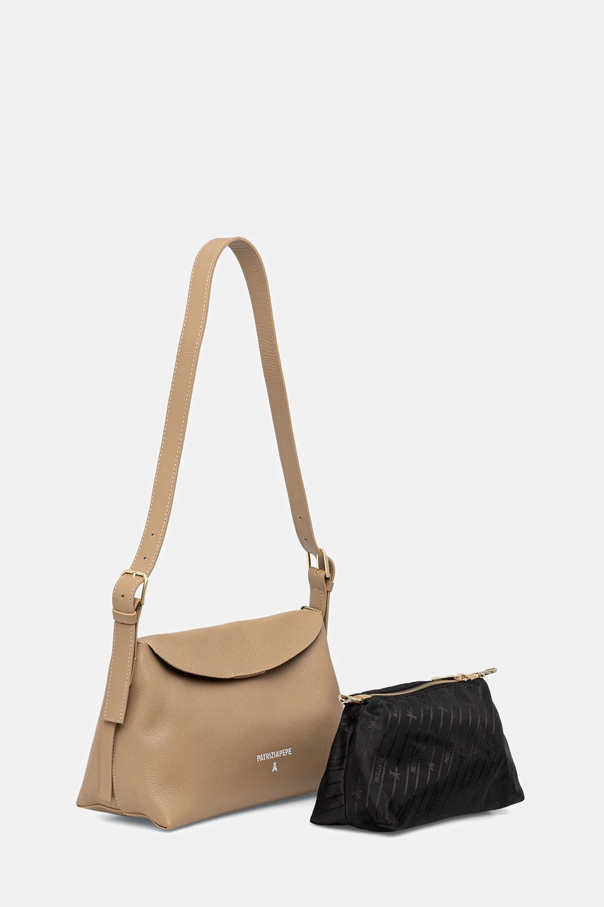 Кожаная сумочка Patrizia Pepe цвет бежевый 8B0256 L148