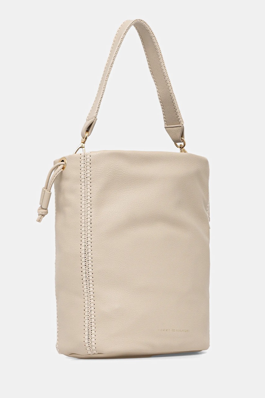 Кожаная сумочка Tommy Hilfiger цвет бежевый AW0AW17540