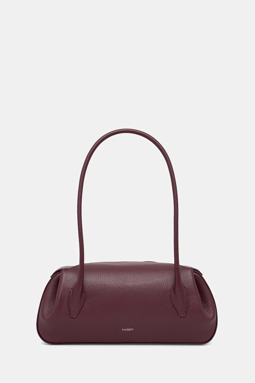 Yuzefi poșetă de piele OYSTER culoarea bordo, YUZRS25-HB-OYSB-L049