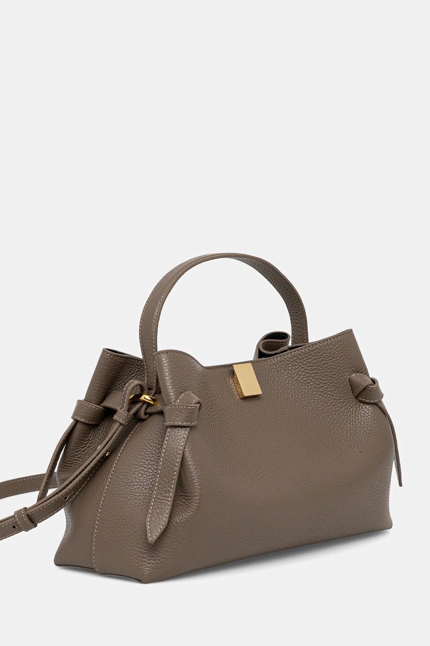 Δερμάτινη τσάντα Yuzefi GYOZA χρώμα: γκρι, YUZSS25-HB-GZ-L052 φωτογραφία