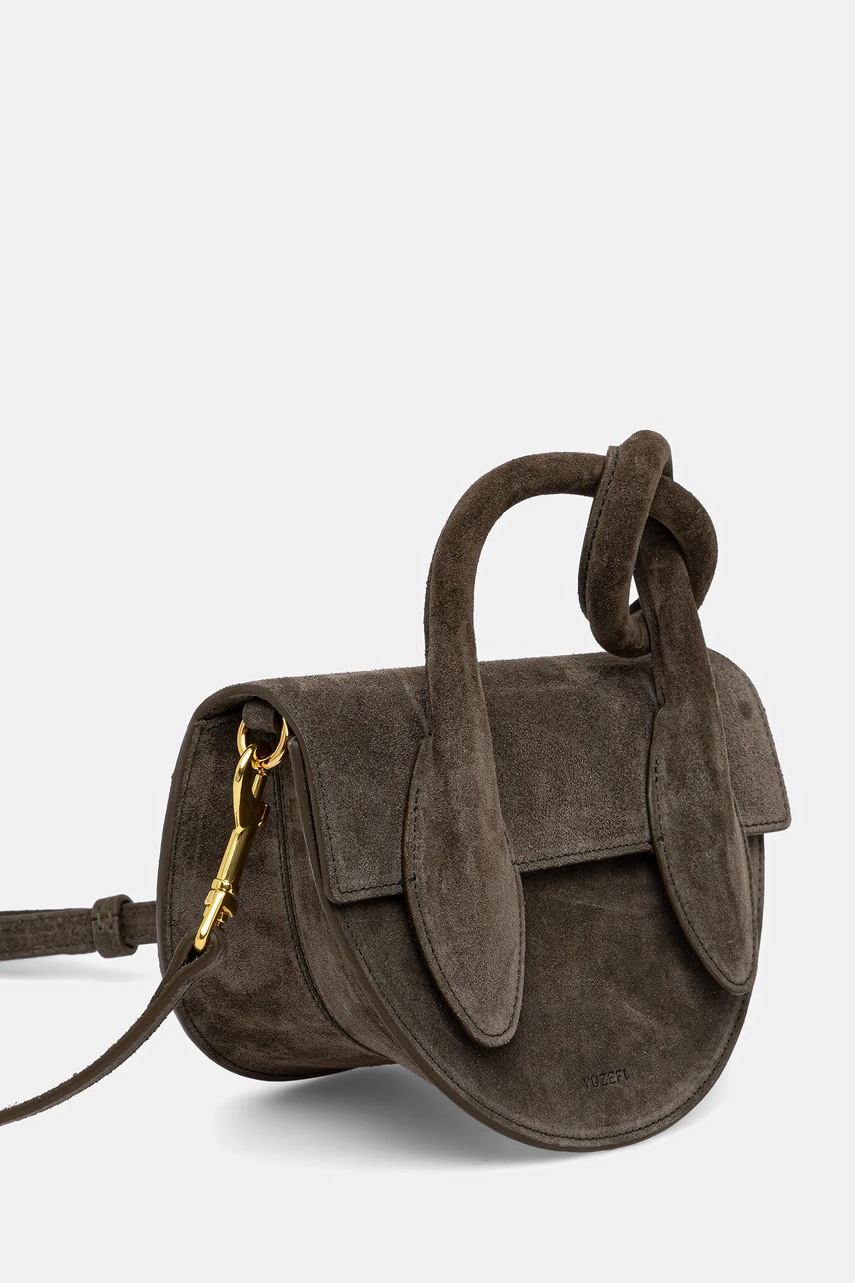 Замшевая сумочка Yuzefi PRETZEL цвет зелёный YUZPF25-HB-PRZ-S023