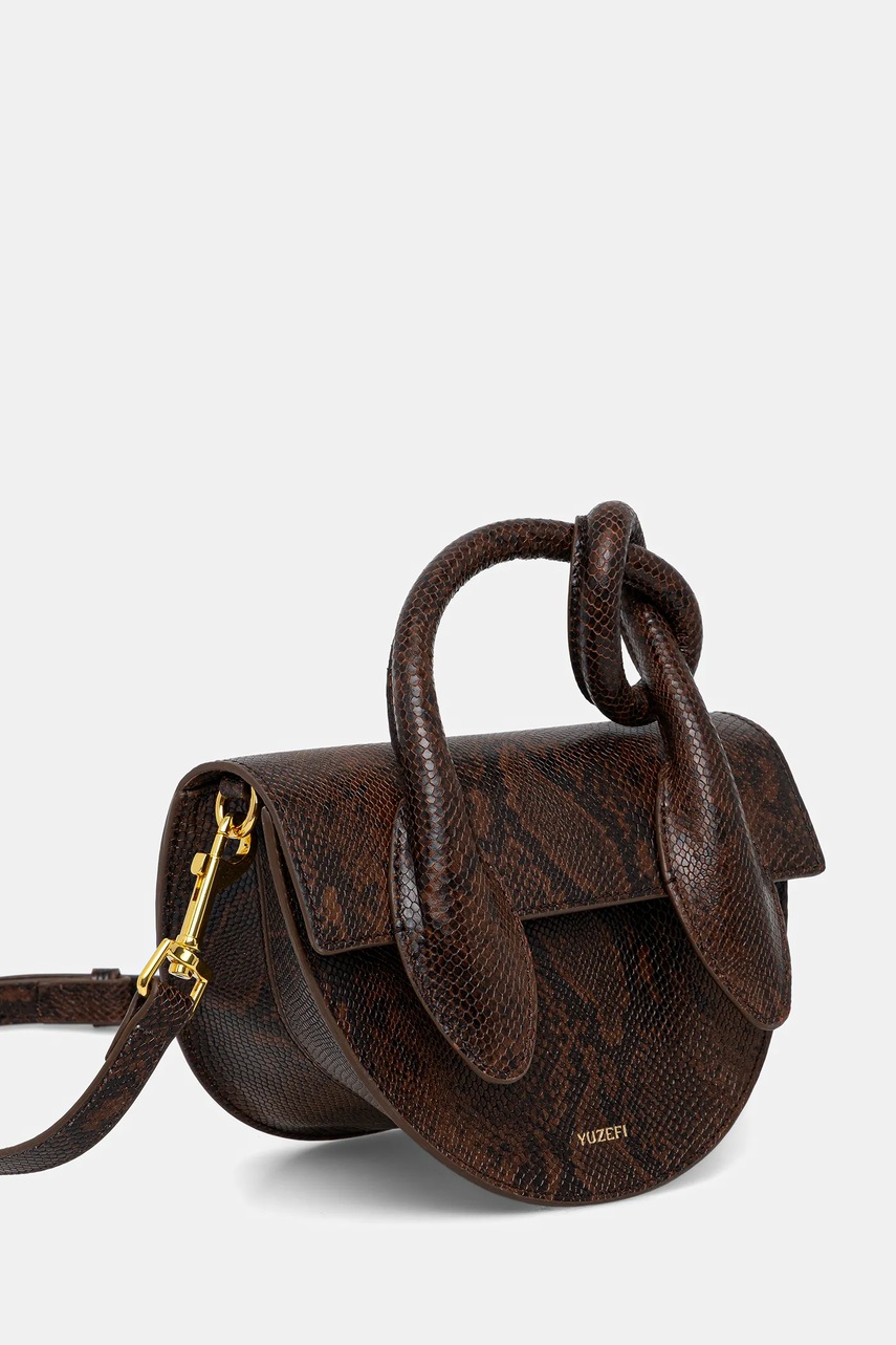 Δερμάτινη τσάντα Yuzefi PRETZEL χρώμα: καφέ, YUZPF25-HB-PRZ-L062 φωτογραφία