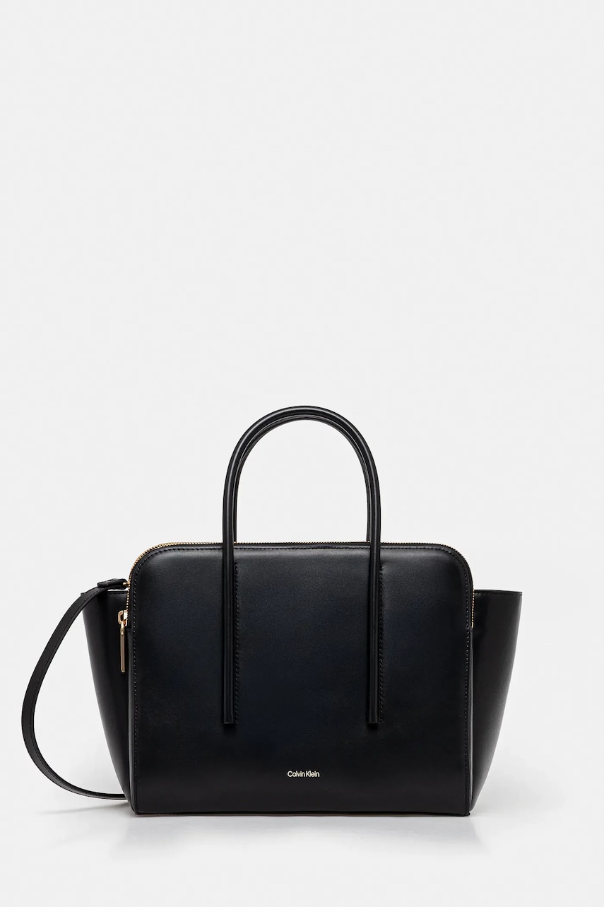 Kožená kabelka Calvin Klein černá barva, LV04F3034G