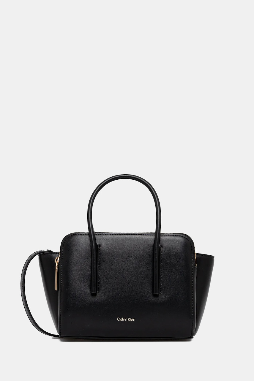 Levně Kožená kabelka Calvin Klein černá barva, LV04F3057G