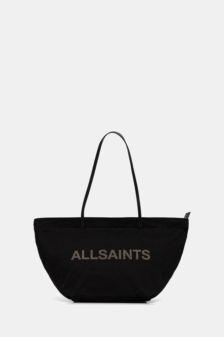 AllSaints geanta din bumbac SERAFINA culoarea negru, W323XC