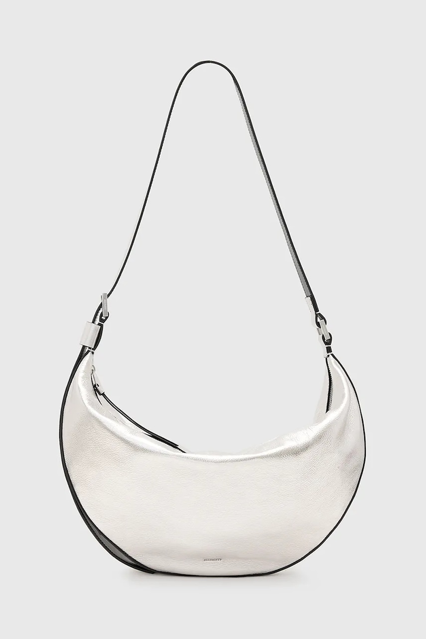 AllSaints geantă de piele HALF culoarea argintiu, W336XC