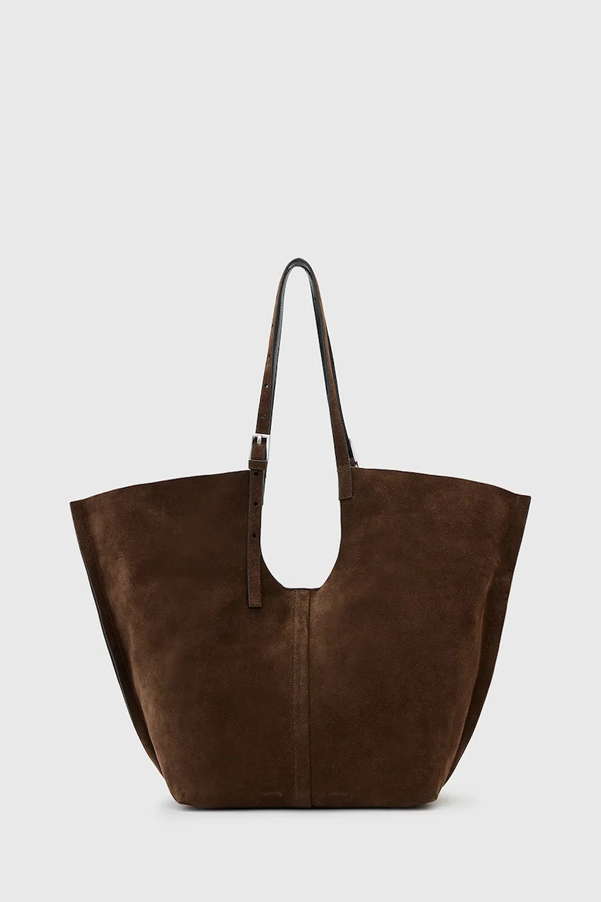 AllSaints geantă de piele întoarsă ARA culoarea maro, W338XC