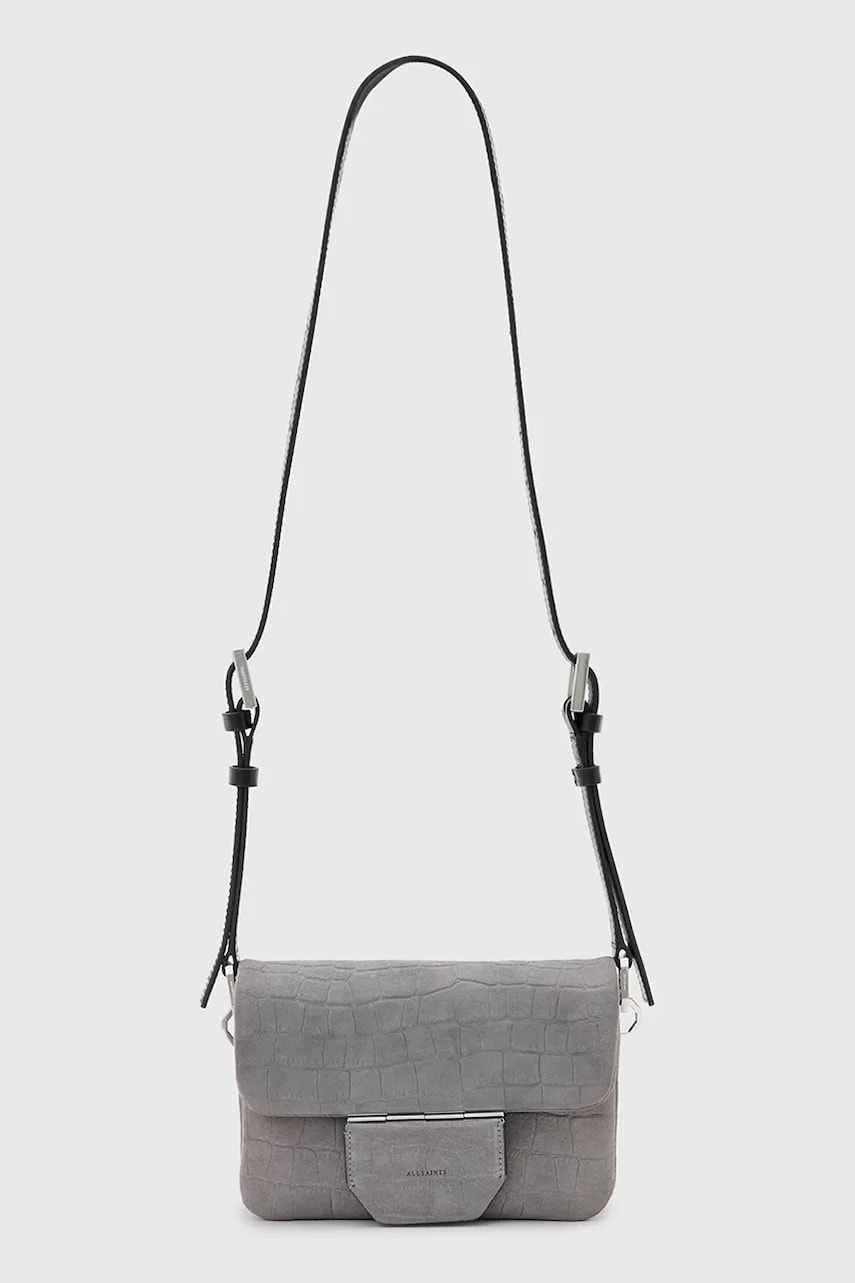 AllSaints geanta de piele JUPITER culoarea gri, W354XC