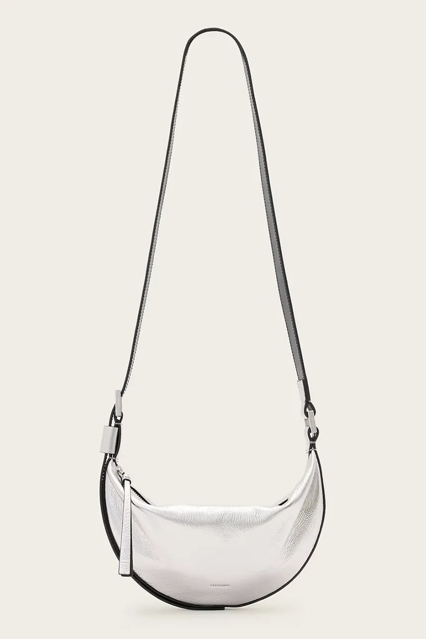 AllSaints poșetă de piele HALF culoarea argintiu, W393XC