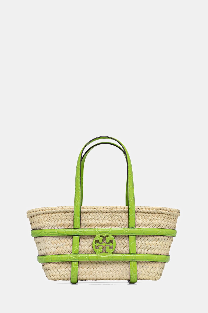 Rafiová kabelka Tory Burch Ella Straw béžová barva, 169396-300