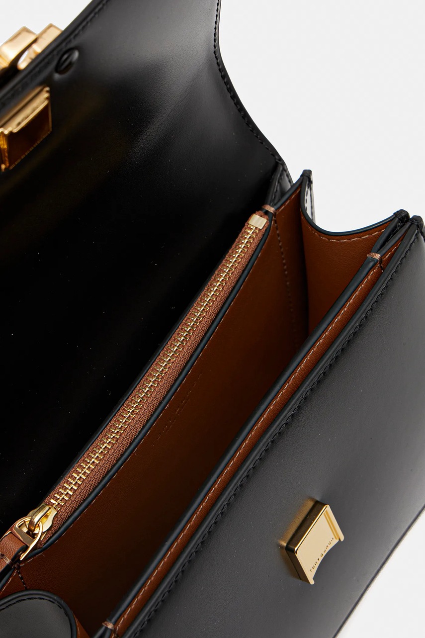 Δερμάτινη τσάντα Tory Burch Eleanor χρώμα: μαύρο, 166169-001 φωτογραφία