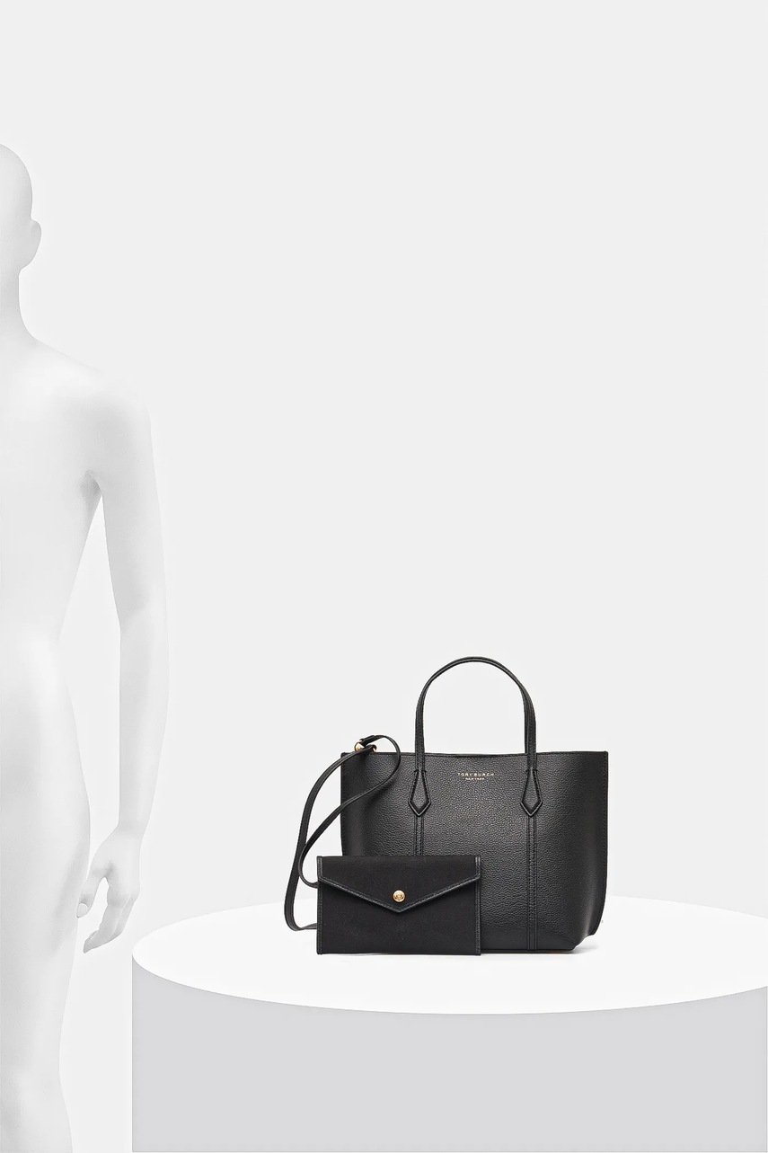 Δερμάτινη τσάντα Tory Burch Perry χρώμα: μαύρο, 174234-001 φωτογραφία