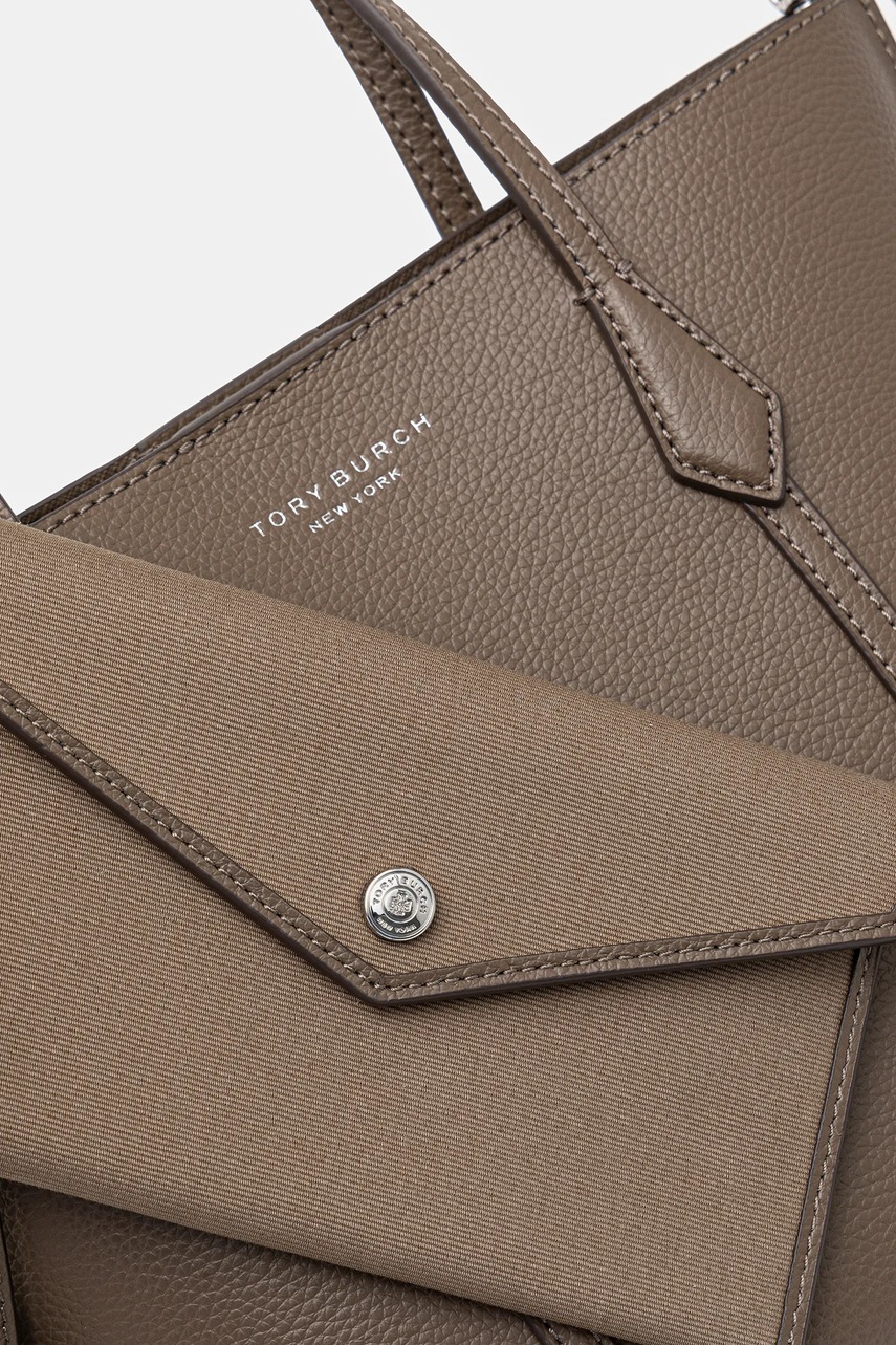 Δερμάτινη τσάντα Tory Burch Perry χρώμα: καφέ, 174234-250 φωτογραφία