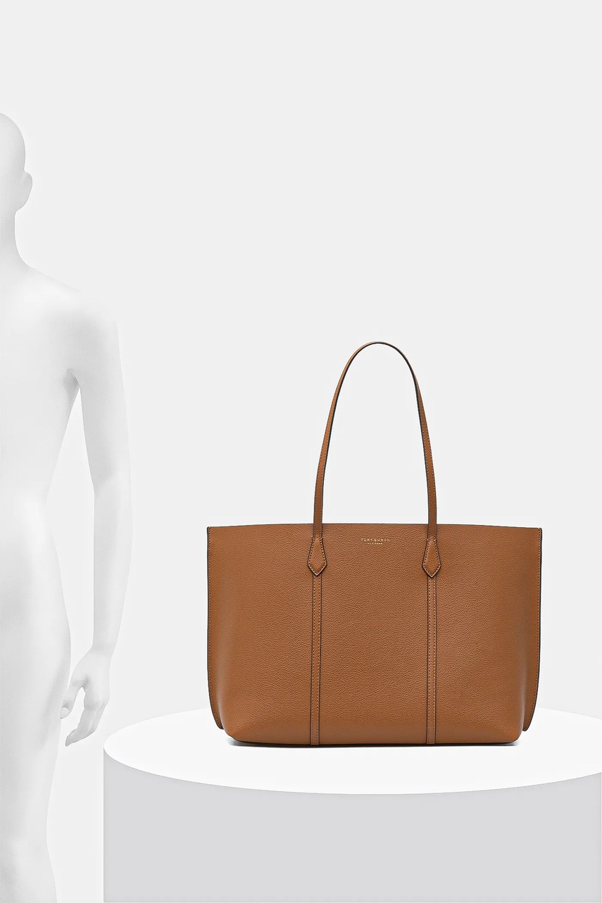 Δερμάτινη τσάντα Tory Burch Perry χρώμα: καφέ, 177235-200 φωτογραφία