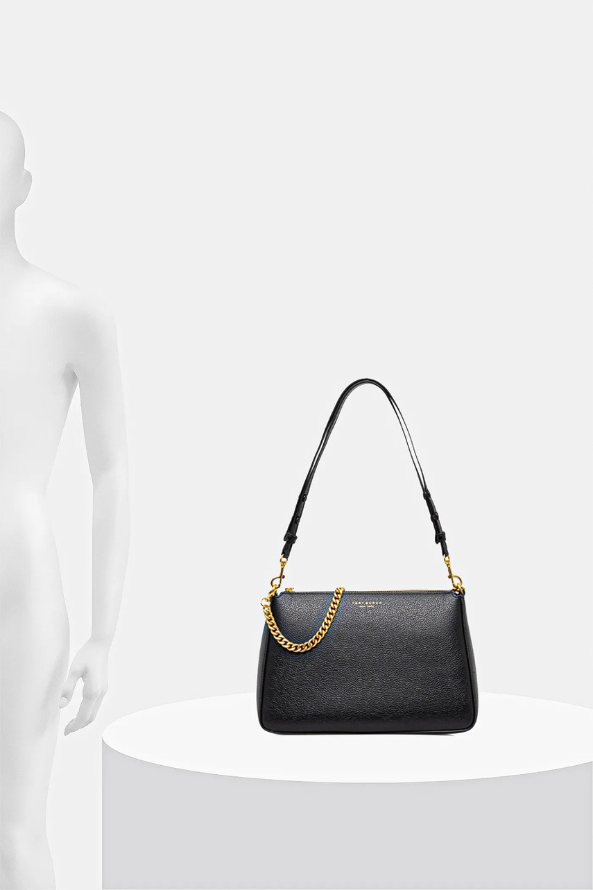 Δερμάτινη τσάντα Tory Burch Perry χρώμα: μαύρο, 175544-001 φωτογραφία