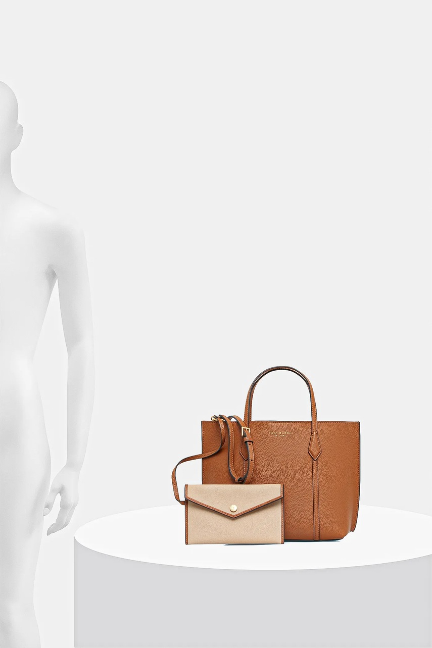 Δερμάτινη τσάντα Tory Burch Perry χρώμα: καφέ, 177252-200 φωτογραφία