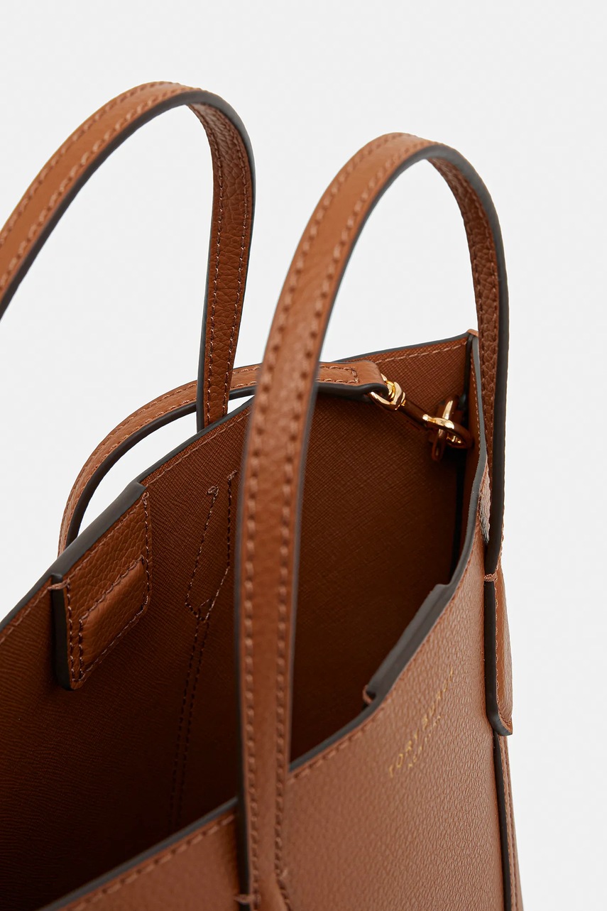 Δερμάτινη τσάντα Tory Burch Perry χρώμα: καφέ, 177252-200 φωτογραφία