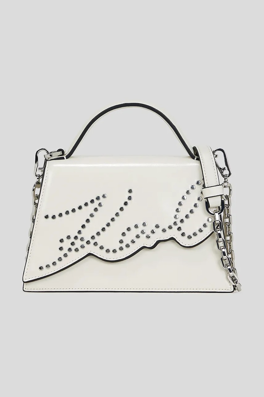 Karl Lagerfeld poșetă de piele K/SIGNATURE culoarea alb, A3W30044