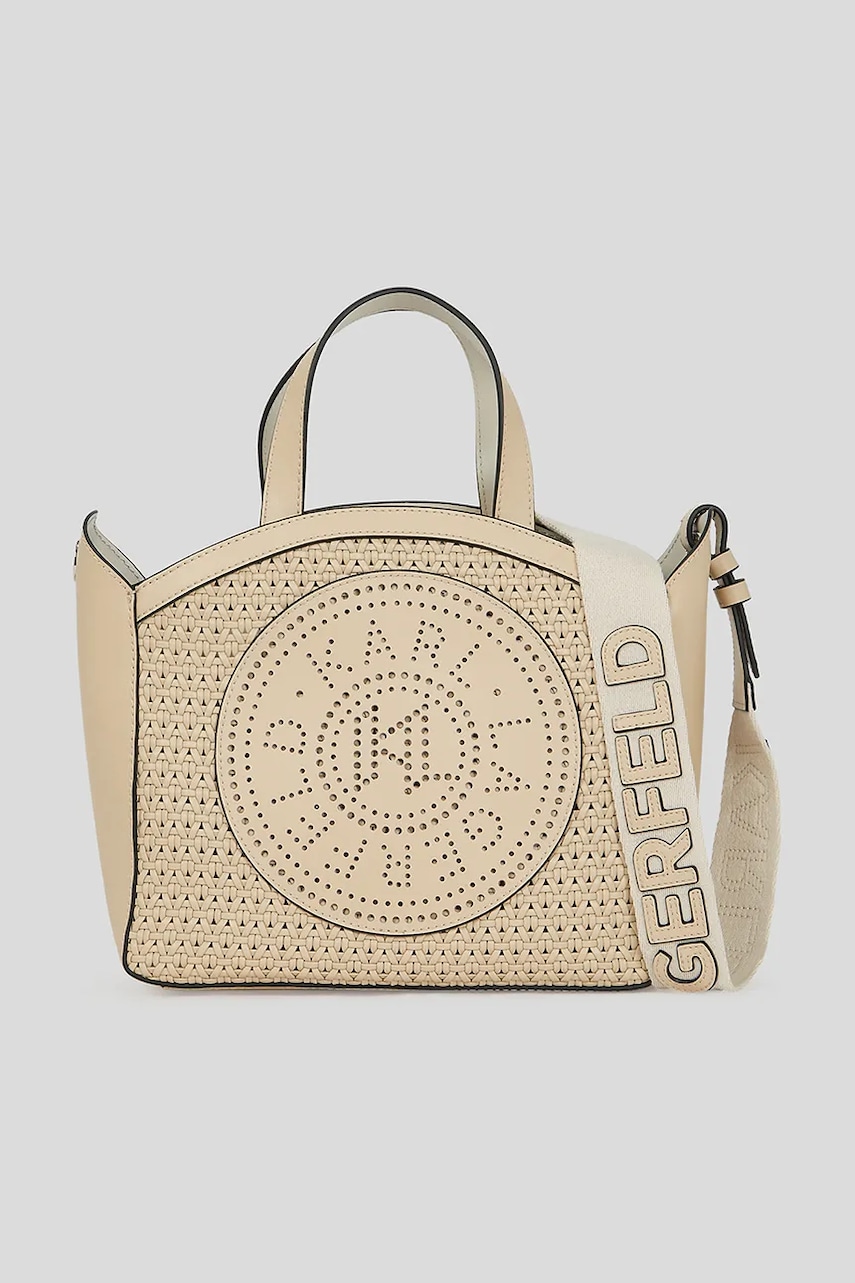 Karl Lagerfeld geantă de piele culoarea bej, A3W30062