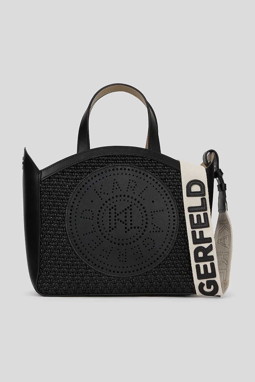 Karl Lagerfeld geantă de piele culoarea negru, A3W30062