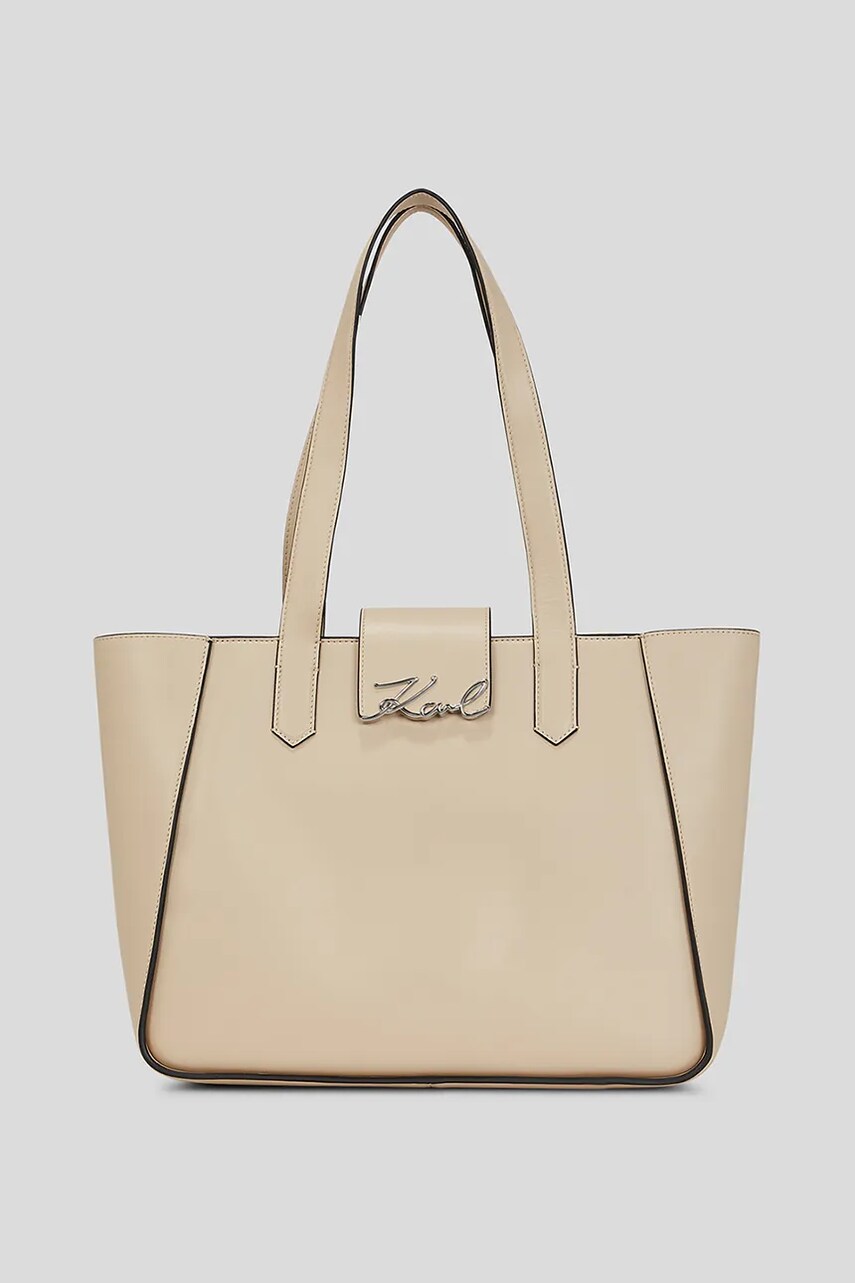 Karl Lagerfeld geantă de piele culoarea bej, A3W30133
