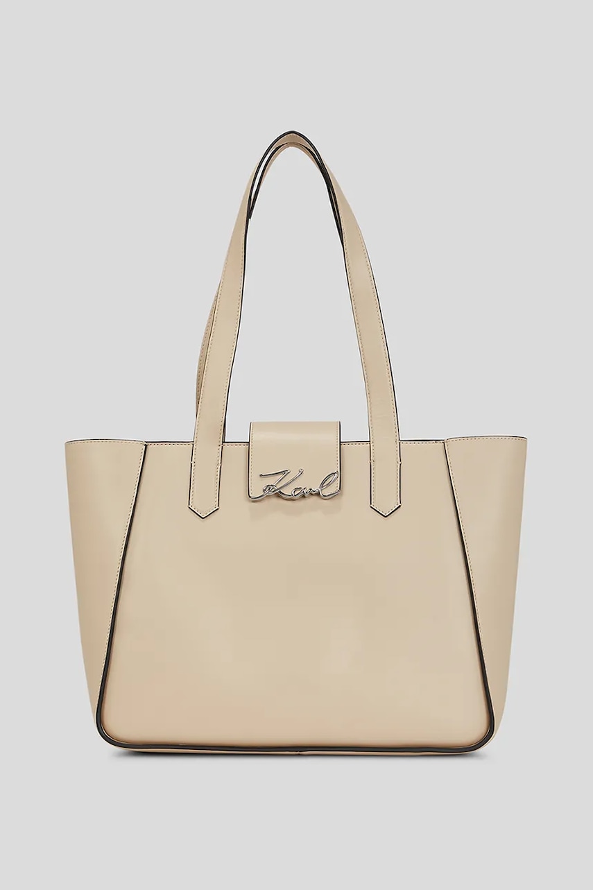 Karl Lagerfeld geantă de piele K/SIGNATURE culoarea bej, A3W30133