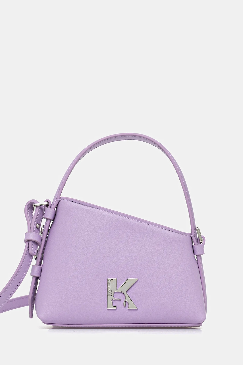 Karl Lagerfeld Jeans poșetă de piele culoarea violet, A3W30289