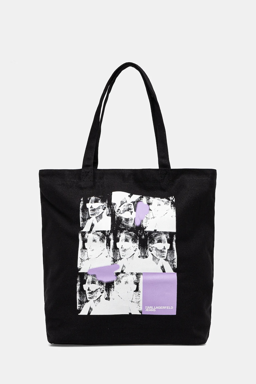 Karl Lagerfeld Jeans geantă de bumbac culoarea negru, A3W50070