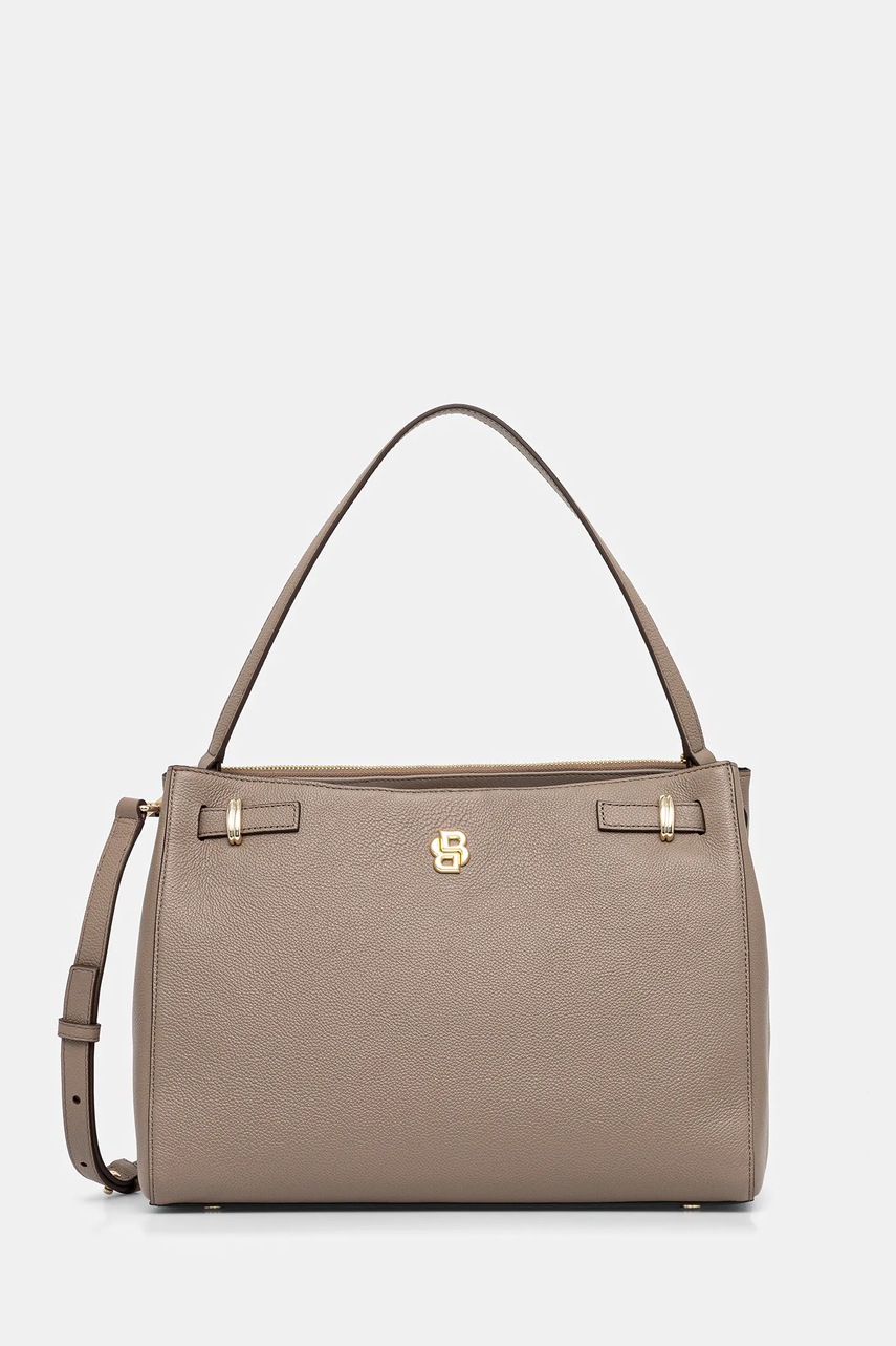 BOSS geantă de piele culoarea maro, 50547714