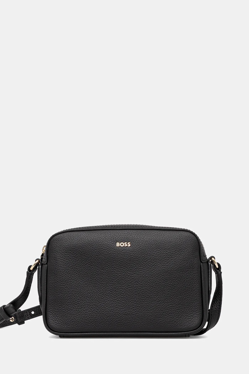BOSS geanta de piele culoarea negru, 50547733