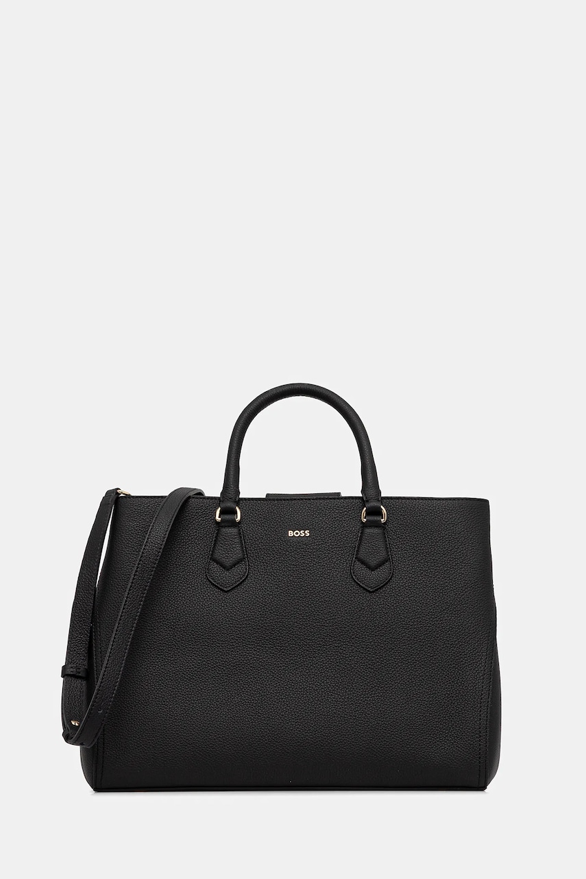 BOSS poșetă de piele culoarea negru, 50547745