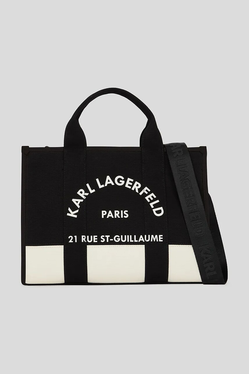 Karl Lagerfeld geantă de bumbac culoarea negru, A3W50025