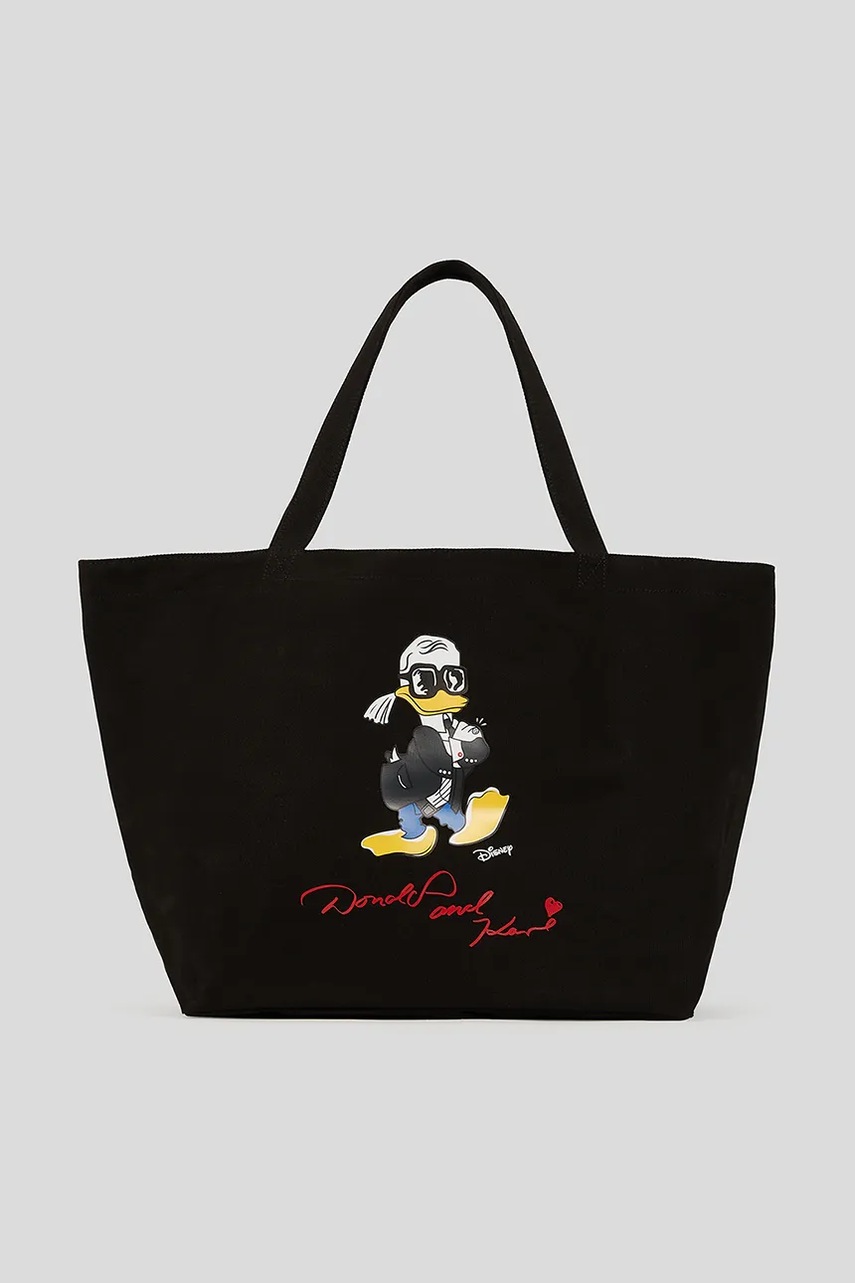 Karl Lagerfeld geantă de bumbac KL X DISNEY culoarea negru, A3W50100
