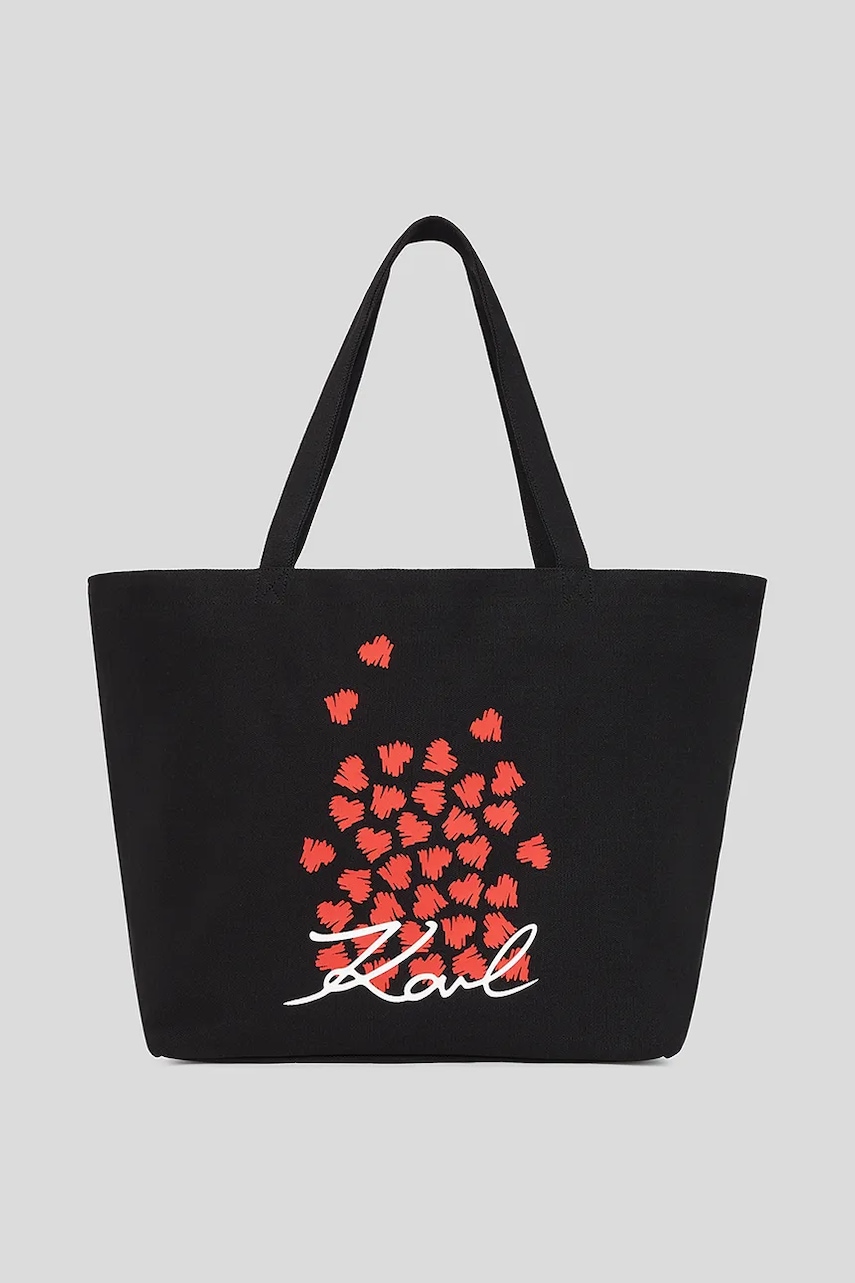 Karl Lagerfeld geantă de bumbac culoarea negru, A3W50111