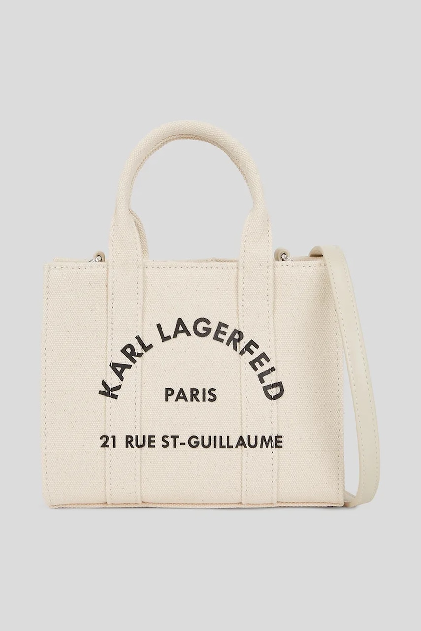 Karl Lagerfeld geanta de bumbac culoarea bej, A3W50118