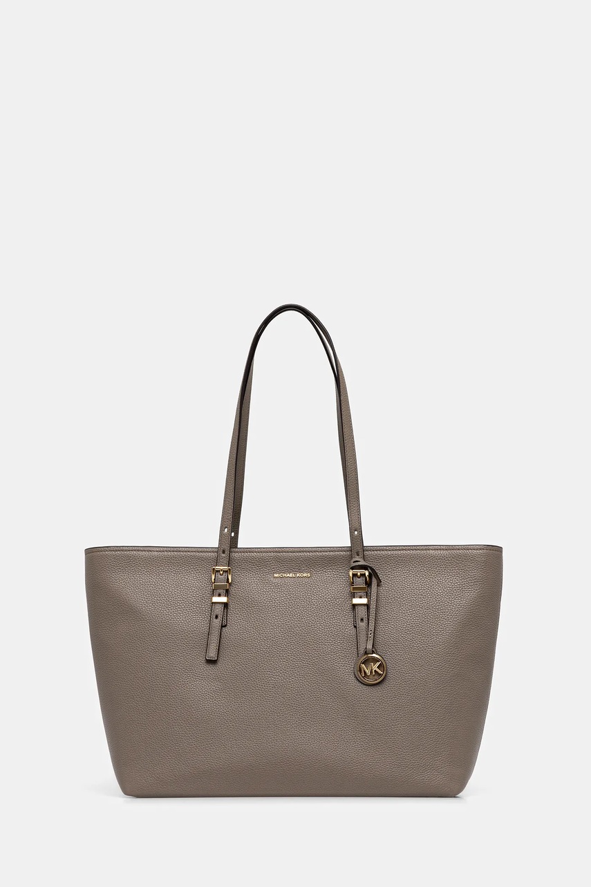 MICHAEL Michael Kors geantă de piele QUINN culoarea bej, 30T5GQNT9L