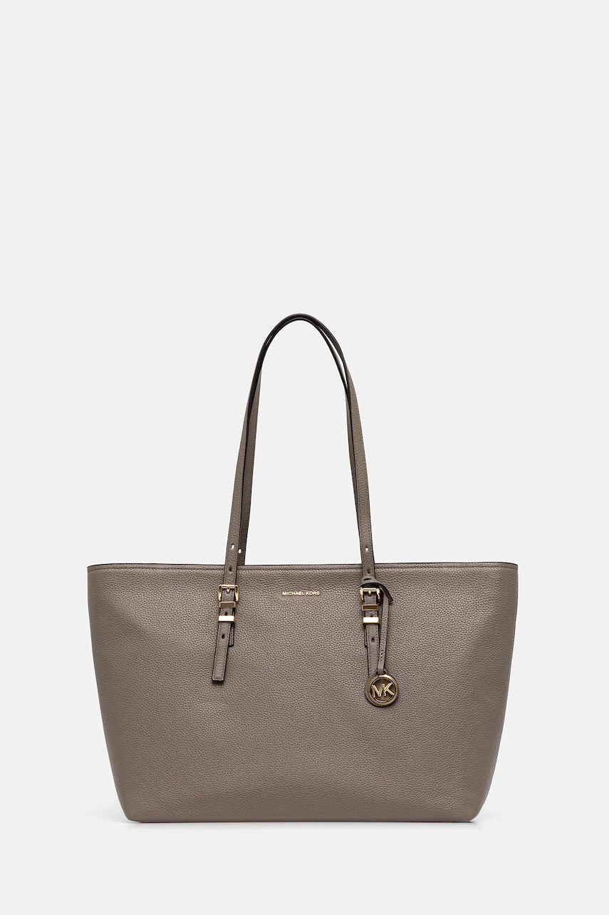 MICHAEL Michael Kors geantă de piele QUINN culoarea bej, 30T5GQNT9L
