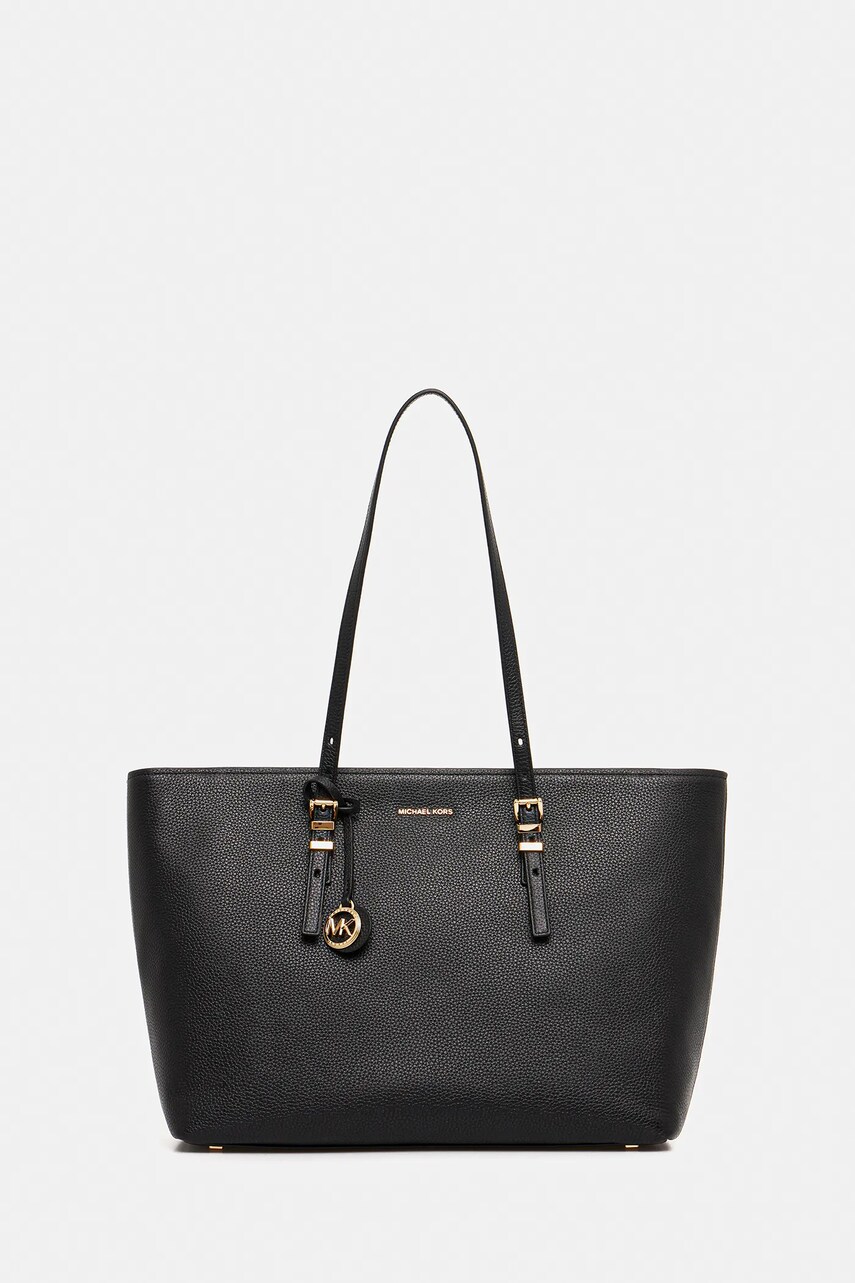 MICHAEL Michael Kors geanta de piele QUINN culoarea negru, 30T5GQNT9L