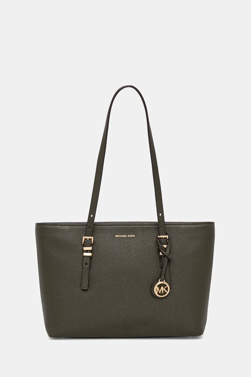 Levně Kožená kabelka MICHAEL Michael Kors QUINN vínová barva, 30T5GQNT2L