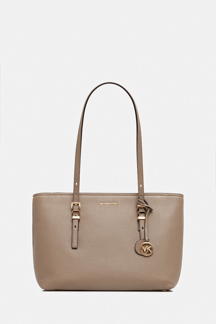 MICHAEL Michael Kors poșetă de piele QUINN culoarea bej, 30T5GQNT2L