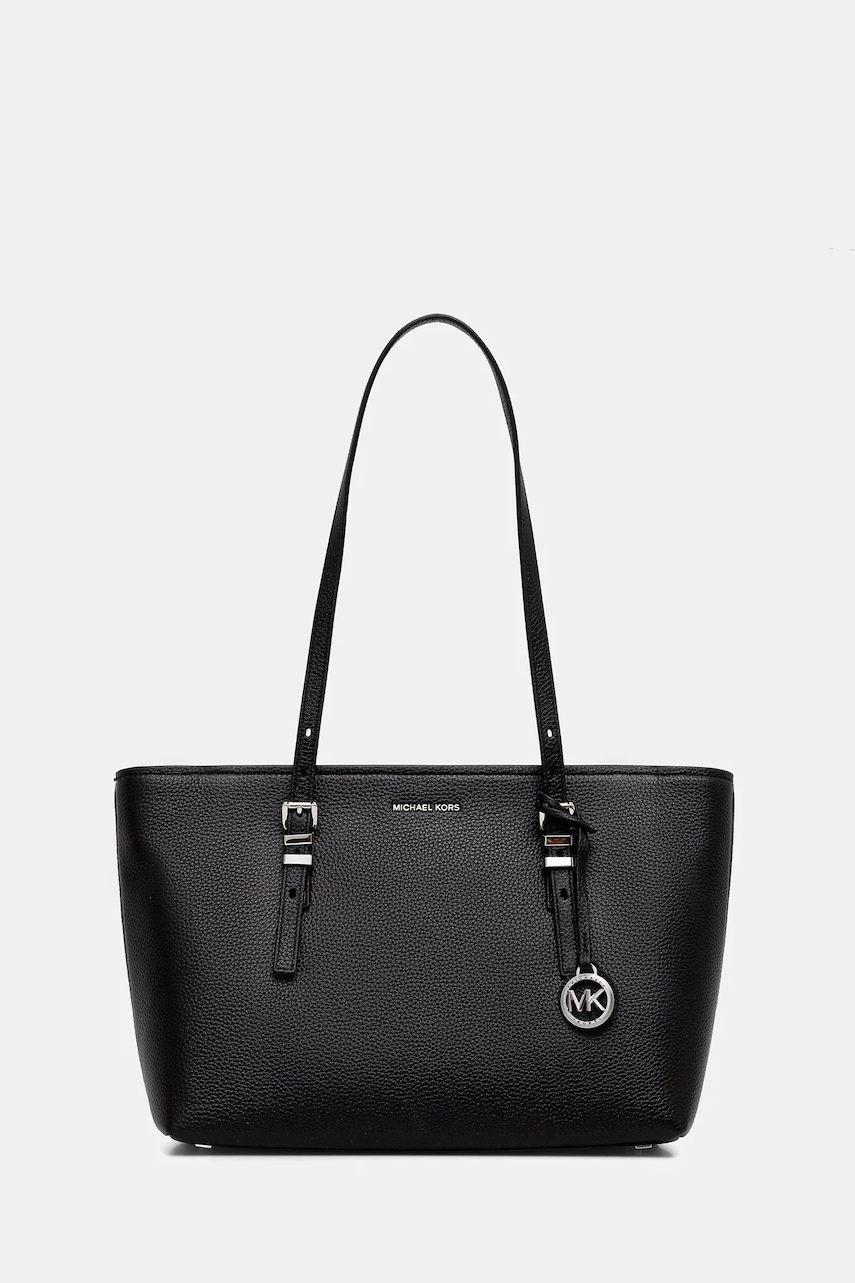 MICHAEL Michael Kors geantă de piele QUINN culoarea negru, 30T5SQNT2L