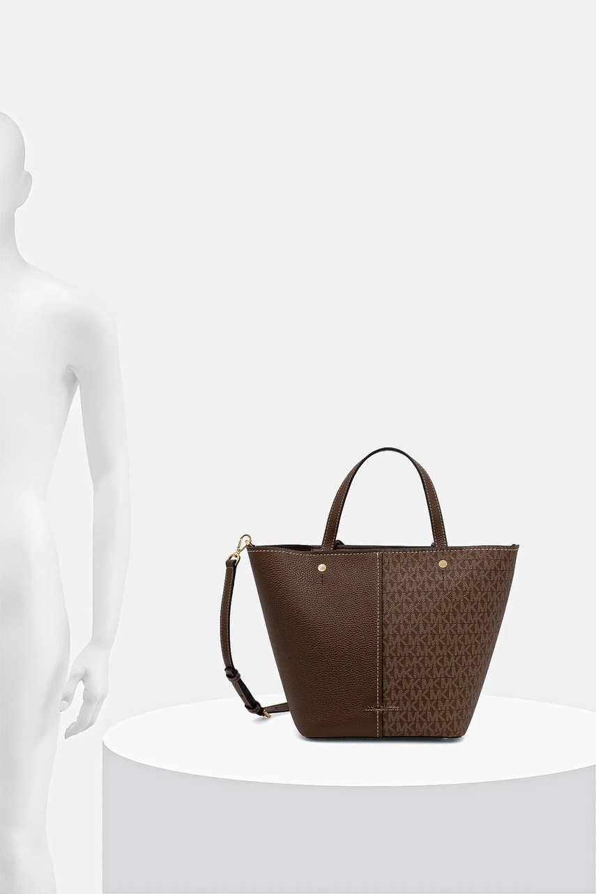 Τσάντα MICHAEL Michael Kors FLORA χρώμα: καφέ, 30T5GFFT2B φωτογραφία